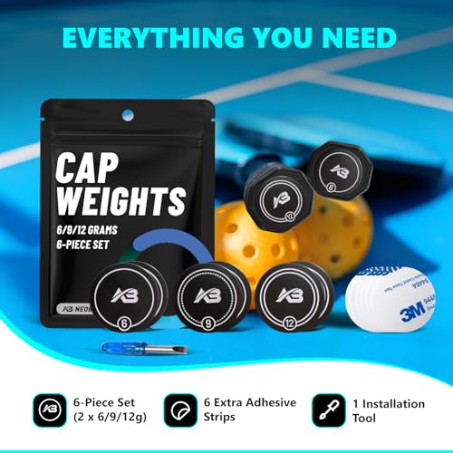 Pickleball Paddle Cap Weights – Weighted End Cap Counterbalance Set | Improves Balance, Control & Stability | Personalized Feel