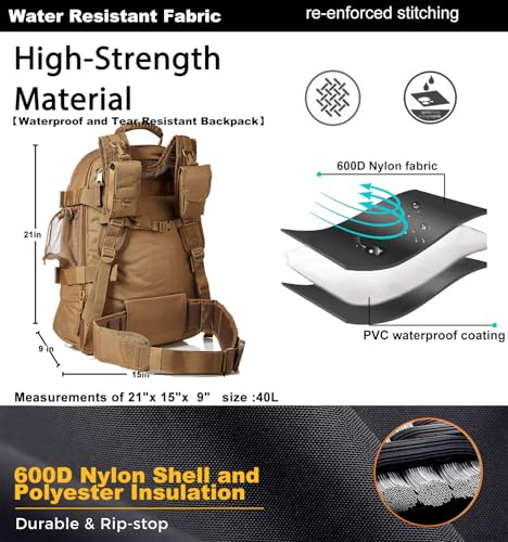 Miramrax Tactical Backpack Military Army Daypack - Assault Pack for Men Molle Backpacks Bug Out Bag 3 Day Pack for Hiking Camping Travel Hunting Rucksack Trekking Coyote - color: Coyote