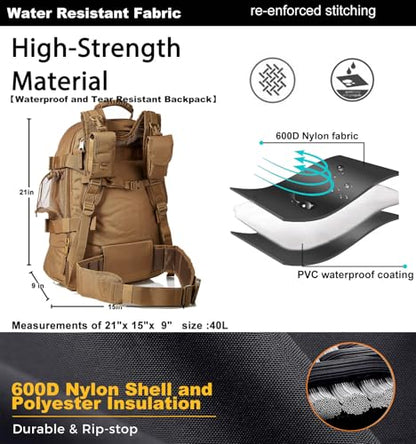 Miramrax Tactical Backpack Military Army Daypack - Assault Pack for Men Molle Backpacks Bug Out Bag 3 Day Pack for Hiking Camping Travel Hunting Rucksack Trekking Coyote - color: Coyote