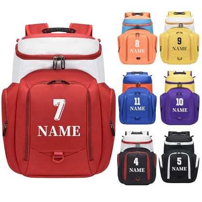 Custom Men's Basketball Backpack - color: Red white
