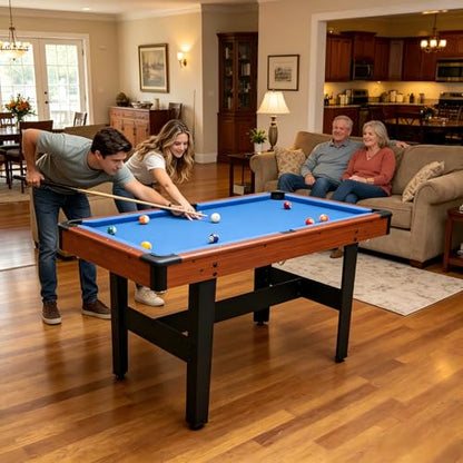 48" Combo Game Table Set, Portable Pool Table with Glide Hockey and Table Tennis Top, Small Pool Table for Home Game Room, Indoor Ping Pong Tables, Includes Cue Sticks Balls Paddles Net