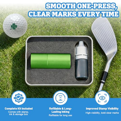 KAINSY Golf Ball Stamp Personalized, Quick-Dry Custom Logo Marker, Reusable Waterproof Golf Ball Marking Tool with Leak-Proof Ink Bottle & Manual, Golf Gift for Men Golfers, Dad, Husband, Retirement - color: Custom Stamp - Round