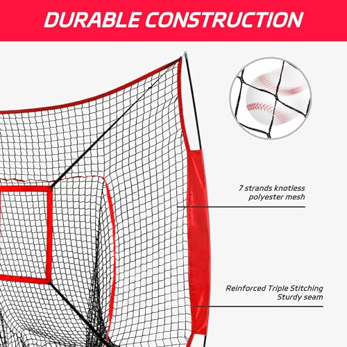 Nova Microdermabrasion 7'x7' Baseball Softball Practice Net | Portable Hitting & Pitching Net with Bow Frame & Carry Bag | Ultimate Training Equipment for All Skill Levels