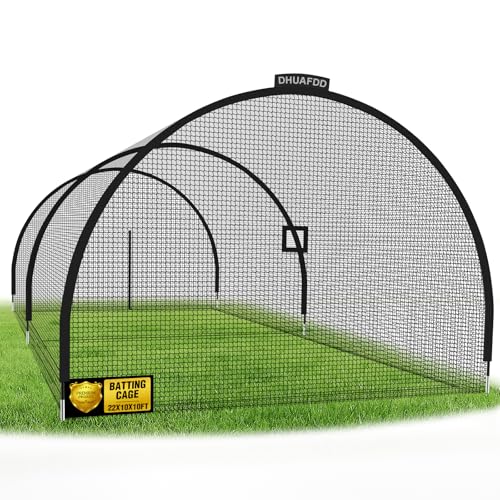 Batting Cages for Backyard - 22x10x10 ft Softball & Baseball Batting Cage Net with Zipper Door 4-Ply Anti-Tear Netting Batting Training Cage with Sturdy Steel Frame for Outdoor Indoor Use