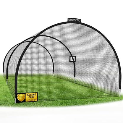 Batting Cages for Backyard - 22x10x10 ft Softball & Baseball Batting Cage Net with Zipper Door 4-Ply Anti-Tear Netting Batting Training Cage with Sturdy Steel Frame for Outdoor Indoor Use