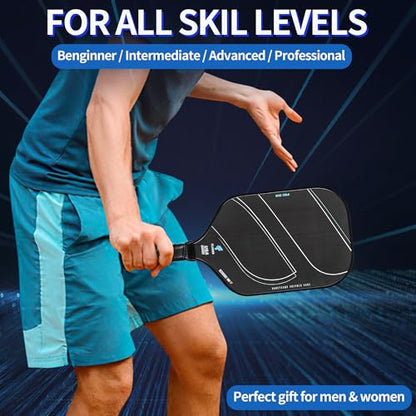 Pickleball Racquet T700 Raw Carbon Fiber Surface (CFS) Thermoformed Pickleball Paddles for high grit and Spin, USAPA approved16mm PP Honeycomb core with Pickleball Racket Cover (Thermoplastic Black)