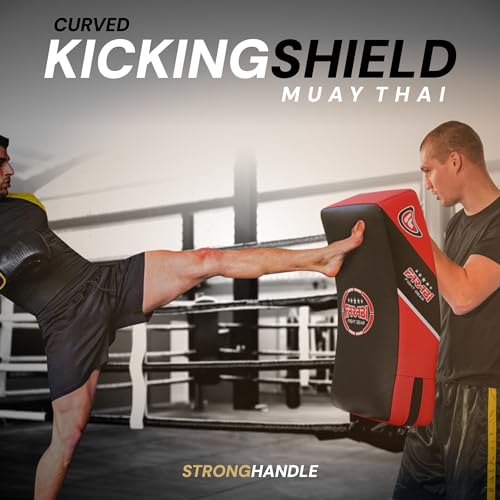Farabi Sports Kick Shield 20.5 inches Large Curved Muay Thai Kicking Shield Strike Pad MMA Punching Foot Target Boxing Training Kick Pad Martial Arts Karate Taekwondo Kick Pad X 1 Unit - color: Red Black