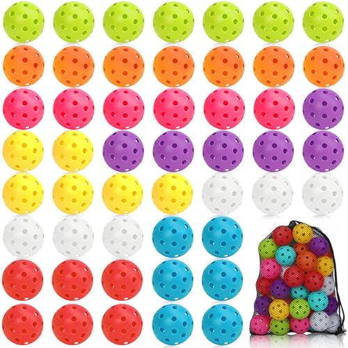 SAYAYA 24/50 Pack Outdoor Pickleball Balls Premium High Visibility Pickleballs Stable Flight & Consistent Bounce 40 Holes Pickle Balls with Mesh Bag for Beginners, Tournaments, Family & Outdoor Play - color: Mixed Color, size: 50 Pack