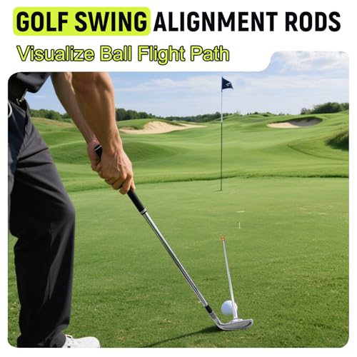 THE GOLFER STORE Golf Alignment Rods, Golf Club Alignment Stick Corrector Magnetic Golf Swing Trainer Aid Help Visualize and Align Your Golf Shot Length Adjustments