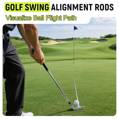 THE GOLFER STORE Golf Alignment Rods, Golf Club Alignment Stick Corrector Magnetic Golf Swing Trainer Aid Help Visualize and Align Your Golf Shot Length Adjustments