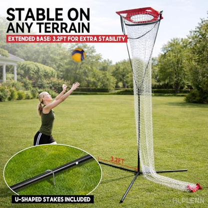 Volleyball Setter Trainer Net, Adjustable Height 7-12 FT & Angle, Setting Trainer for Indoor Outdoor Practice, Portable Volleyball Setting Net for Serving, Spiking & Setting