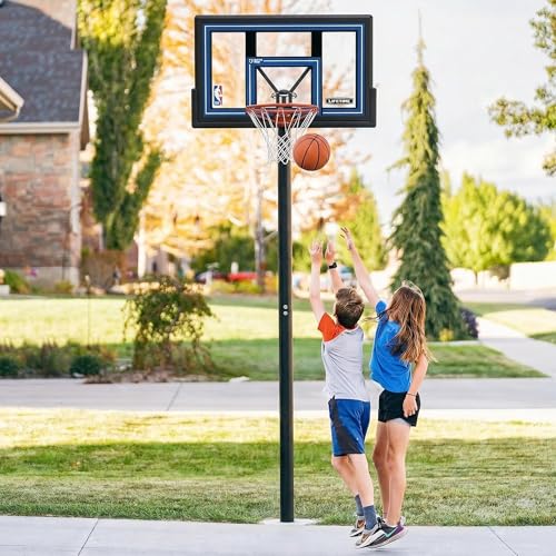 Lifetime NBA In-Ground Basketball Hoop, 50 Inch Shatterproof Fusion Backboard, Adjustable Height 7.5-10 Ft, Action Grip Adjust, Slam-It Rim