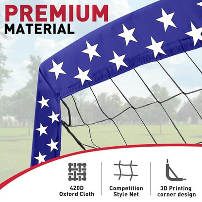 Kids Soccer Goal for Backyard, World Cup Elements Design 7x5 FT Portable Folding Soccer Net for Kid with Carry Bag, Indoor and Outdoor Fun Training Practice Use