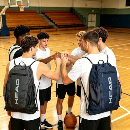 HEAD Men's Drawstring Backpack with Shoe & Phone Pocket,Structured Sports Gym Sack with Bottle Holders for Basketball, Workout, Tennis, Swimming, Travel,Training - color: Dark Grey