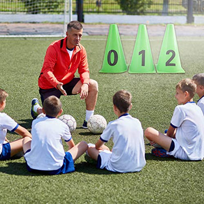 HERCHR Soccer Cones,10Pcs Disc Soccer Sport Agility Cones Training Field Marker Number 0-9 Football Barriers Marker for Basketball Coaching Practice Equipment