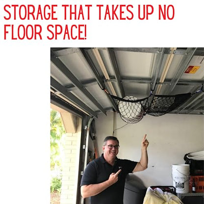Garage Door Storage Net- Truck Accessories - Truck Bed Organizer- Toy/Sports/Fishing/Equipment Storage- Cargo Netting Hidden Storage