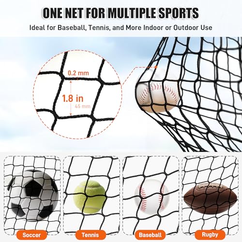 Baseball Batting Cage Net, 10x10x20/10x10x35ft Softball Baseball Batting Netting for Backyard, Portable Hitting Practice Training Only Net with Carabiners & Carry Bag for Home Indoor Outdoor