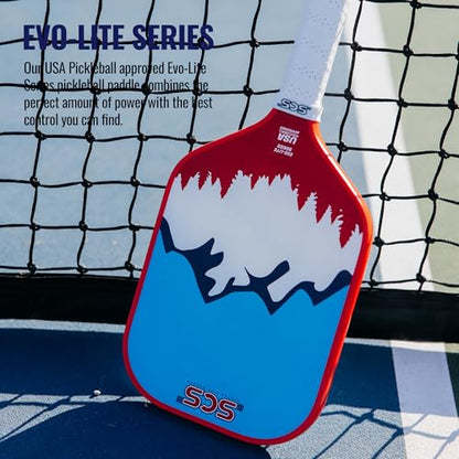 SCS Carbon Fiber Pickleball Paddle – USAPA Approved 2024 – Lightweight, Enhanced Spin, Sure-Grip Handle – Evo-Lite Series for Intermediate Players - color: Peak