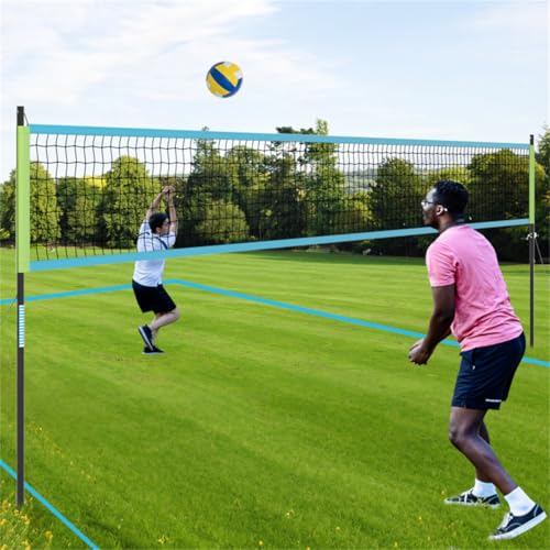 CZBZ Heavy-Duty Volleyball Net Set with 3-Level Adjustable Poles, Anti-Sag Winch, Portable for Backyard Beach Park Games