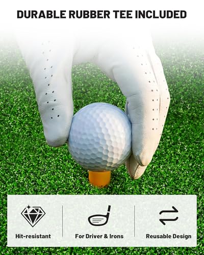 4-in-1 Golf Hitting Mat, Golf Practice Mat with Fairway, Rough, Sand & Tee Turf, Indoor Outdoor Golf Training Mat for Driving, Chipping & Putting with Golf Mat Tees