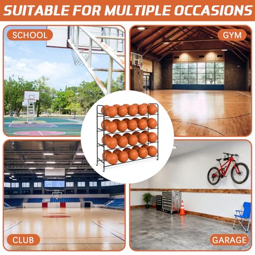 Colingmill Heavy Duty Basketball Rack with Wheels, Multi-Tier Rolling Ball Storage Cart, Sports Equipment Organizer for School, Gym, Club Shoot Training