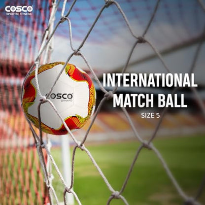 Cosco Dynamo Football, 32 Panels, Thermobound Football, Grained PU, Suitable for Soft & Wet Ground, Hard Ground with Grass & Artificial Turf, International Match Ball, Size – 5