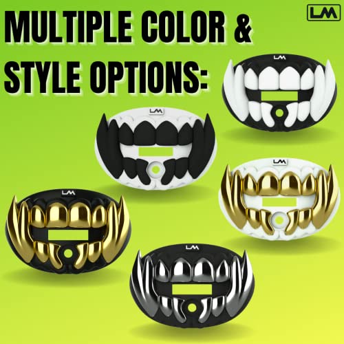Loudmouth Football Mouth Guard - 3D Chrome Beast Football Mouthpiece, Fits Adult & Youth Ages 5+, Accessories Mouth Guard (3D Beast - Chrome White/Gold) - color: 3d Beast - Chrome White/Gold