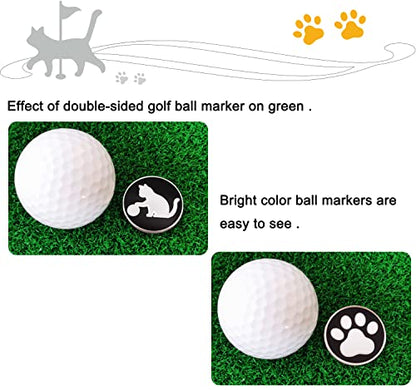 Adhere Golf Ball Markers Personlized Double Side Cute cat Logo Enamel with A Magnetic Hat Clips,A Premium Golf Gifts. - color: C-Black