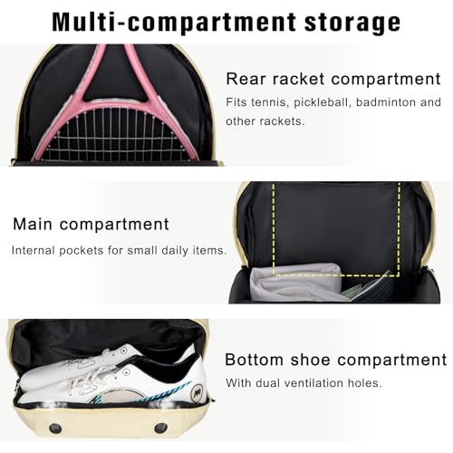 Goloni Tennis Backpack - Professional Tennis Bag for Men & Women - color: Beige