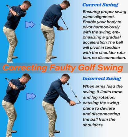 Golf Swing Trainer aid - Golf Training aid to Improve Hinge, Forearm Rotation, Shoulder turna and Grip.Portable Collapsible Swing Trainer Equipped with Golf Grip Trainer - color: Right-Black