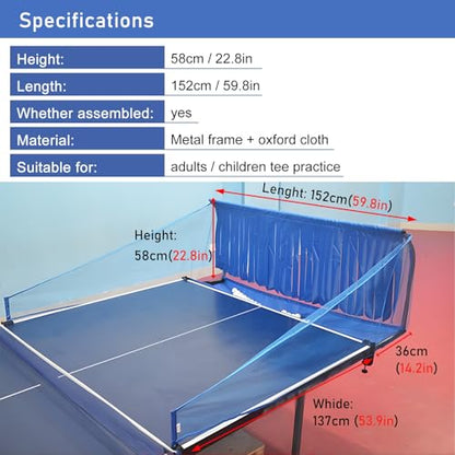 Table Tennis Ball Catch Net, Ping Pong Ball Collector Net with Tassels Design, Table Tennis Return Net for Ping Pong Robot Serve or Multi-Ball Practice, Easy Set Up