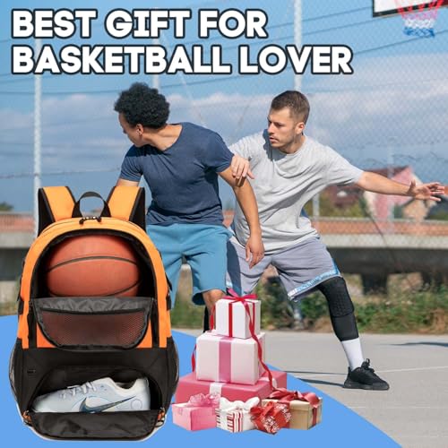 Basketball Bag Backpack, Large Capacity Sports Equipment Bags for Basketball, Soccer, and Volleyball. - color: orange