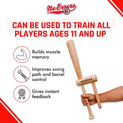 No Errors Sports Sequence Training Bat, Ultimate Two-Handed Baseball Trainer for Swing & Barrel Control, Ideal for Pro Players & Coaches - style: Senior - 25"