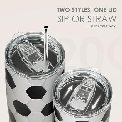 Soccer Tumbler 20oz Stainless Steel Insulated, Travel Coffee Cup, Sport Tumblers Gifts for Soccer Lovers, Men Women, Coach, Birthday, Christmas - color: Soccer