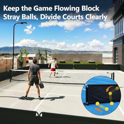 Pickleball Court Dividers, 3 Extra-Large Ball Barrier Panels-10×2.5 ft Each, Portable Pickleball Baffle Barrier to Block Stray Balls, Pickleball Field Fence