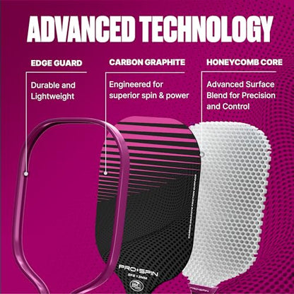PRO-SPIN Carbon Fiber Pickleball Paddles Set of 2 | Lightweight Pickleball Set with Indoor/Outdoor Balls and Bag – Durable Pickle Ball Paddle Gift for Men, Women & Families - color: 2-Player Set | Pink/White