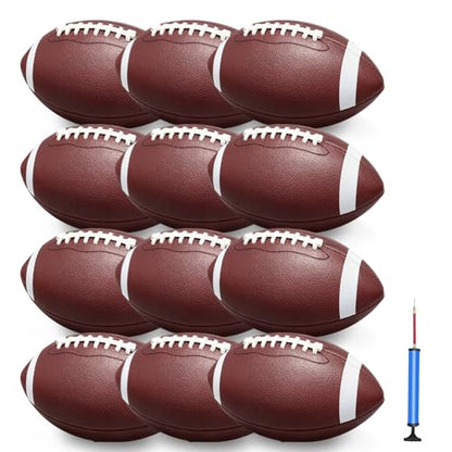 jiaonun Youth Size 6/Official Size 9 Footballs Bulk, Inflatable with Pump for Youth, Junior, Adult, College, High School, Regulation Size Football, American Football, Composite Leather Football - size: size 6, 12pack