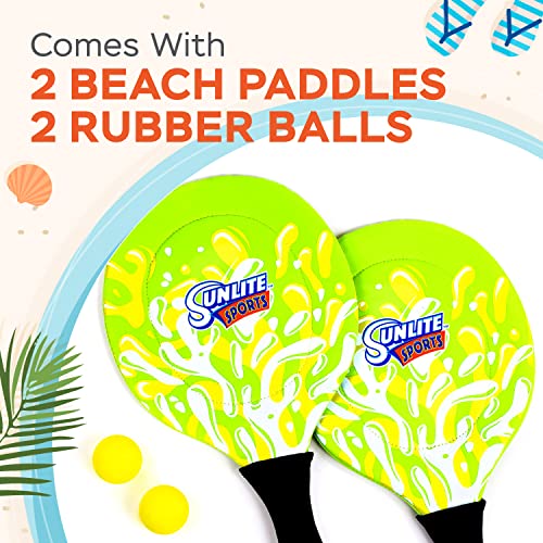 Sunlite Sports Beach Paddle Game Set, 2 Paddles and 2 Balls, Perfect for Backyard Fun or Outdoor or Beach or Lawn, Green