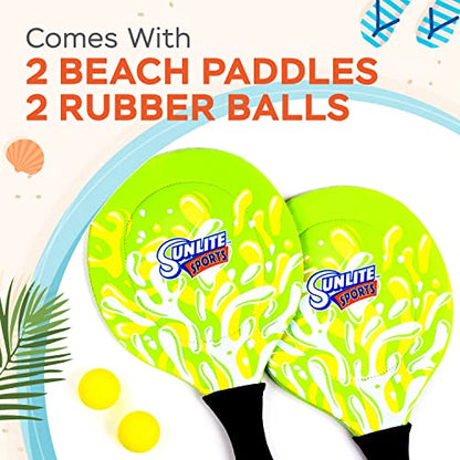 Sunlite Sports Beach Paddle Game Set, 2 Paddles and 2 Balls, Perfect for Backyard Fun or Outdoor or Beach or Lawn, Green