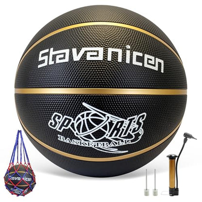 Basketballs Sports Balls Size 5, Rubber- Leather Basketball Kit for All-Weather Indoor Outdoor Youth Adults Physical Education(Deflated)