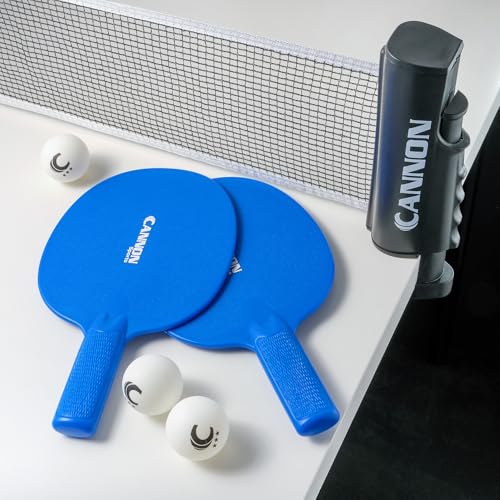 Cannon Sports Table Tennis Set – 2 Unbreakable Paddles, 6 3-Star Balls, Retractable Net & Carry Bag – Clamp-On Portable Ping Pong Net Fits Tables up to 2 Inch Thick, Extends to 6 Feet - color: Blue