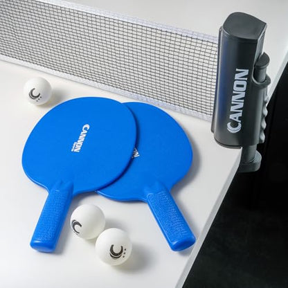 Cannon Sports Table Tennis Set – 2 Unbreakable Paddles, 6 3-Star Balls, Retractable Net & Carry Bag – Clamp-On Portable Ping Pong Net Fits Tables up to 2 Inch Thick, Extends to 6 Feet - color: Blue