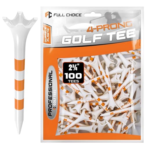 60/100 Pack Plastic Golf Tees (2-3/4"or 3-1/4"), Enhanced Durability & Stability, Designed to Reduce Friction and Side Spin - color: Orange 2-3/4" ( 100pcs)