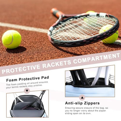 Arcoyard Tennis Bag Holds 2 Rackets, Professional Tennis Bags for Women, Tennis Backpack with Ventilated Shoe Compartment - color: Blue