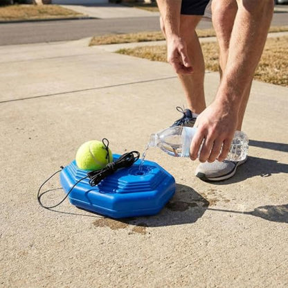 Tennis Trainer, Tennis Practice Rebounder, Tenniss Buddy, Solo Training Equipment with Fillable Baseboard & Rope, Used for Backyard, Local Court, Or Even Park
