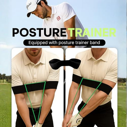 Retractable Golf Swing Training Aid Upgraded 3-in-1 Golf Training Aid - Fix Your Golf Swing Fast Grip Trainer with Audible Click Feedback, Portable Indoor/Outdoor Practice Aid