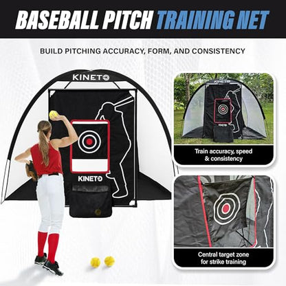 Kineto Training Set – Golf Swing Net, 8-Zone Chipping Target, Baseball Pitch Trainer – Durable, Portable, Tool-Free net for Backyard or Indoor use - size: all in one