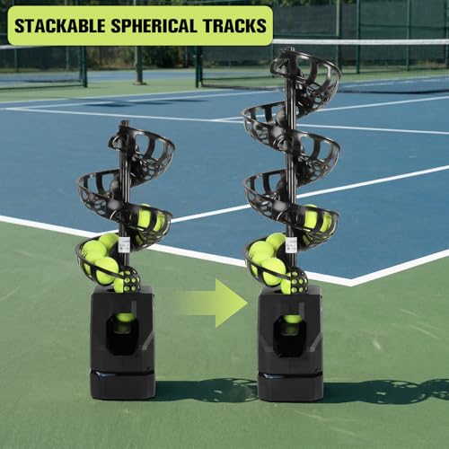 Pickleball Starter Kit with Automatic Ball Machine 10 Pickleballs Ball Recycling Net Carrying Bag, 5 Adjustable Angles 2 Power Level Portable Tennis Ball Pitching Machine