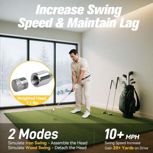 Golf Swing Trainer, Golf Grip Trainer for Tempo & Path, 2 Weights for Iron & Wood Hitting Chipping, Non-Slip Right Hand Ergonomic Swing Training Aid Golfers & Men & Beginners