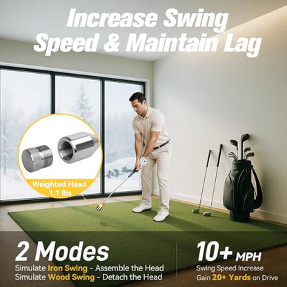 Golf Swing Trainer, Golf Grip Trainer for Tempo & Path, 2 Weights for Iron & Wood Hitting Chipping, Non-Slip Right Hand Ergonomic Swing Training Aid Golfers & Men & Beginners